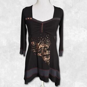 Y2K Euro Subversive Babydoll Graphic Top Size M